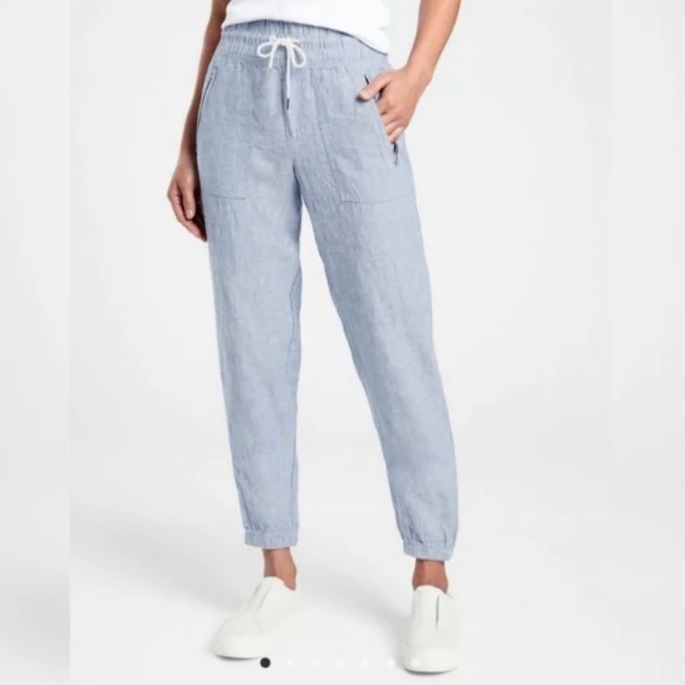 Athleta Cabo Linen Jogger Pants Women’s Size 10 Lightweight Breathable Casual